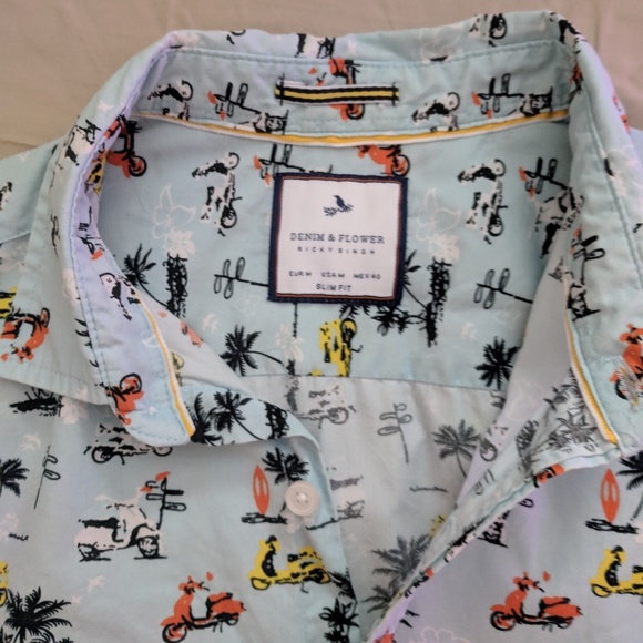 short sleeve retro style vespa button up - Picture 3 of 3